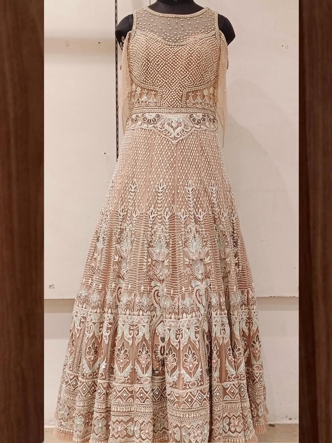 Pastel heavy Work Embellished Engagement Gown Dress