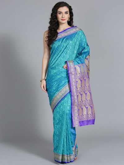Chhabra 555 Two-toned Banarasi Silk Saree with Banarasi and Paisley patten woven though the Saree