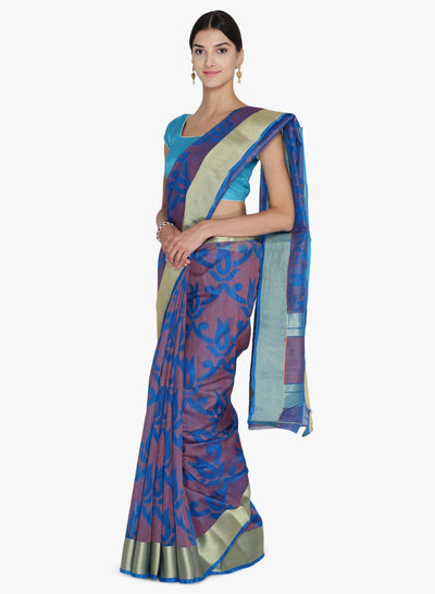 Chhabra 555 Blue & Multi  Colored Banarasi Silk Woven Party Wear Saree
