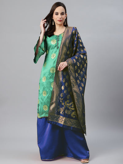 Chhabra 555 Banarasi Silk Unstitched Suit with Zari weaving Embossed Floral Pattern