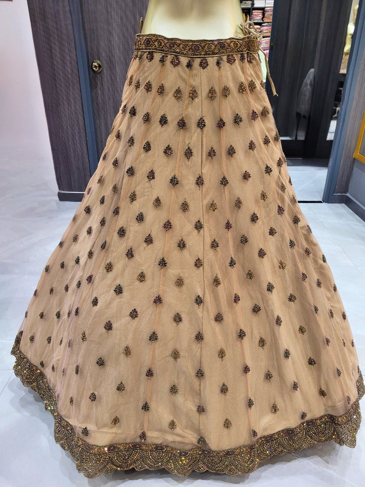 Antique Gold Zardozi Embroidered Long Jacket Gown with Intricate Detailing