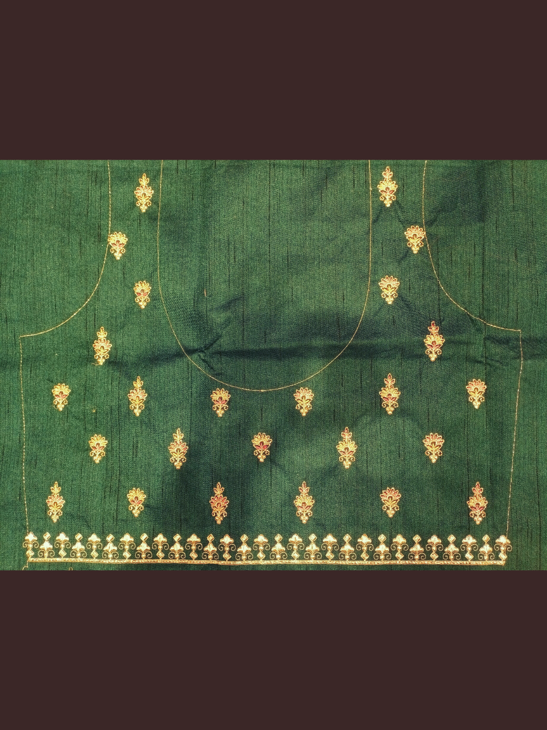 Embellished Semi-stitched Kalidar Lehenga with Gold Zari Embroidery