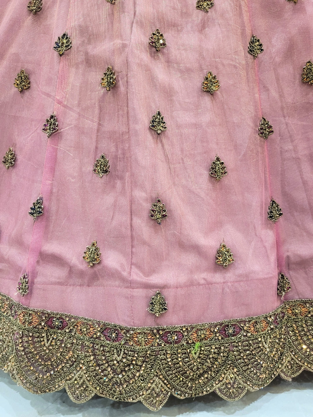 Rosewood Pink Embroidered Anarkali Gown with Heavy Zari Work & Dupatta