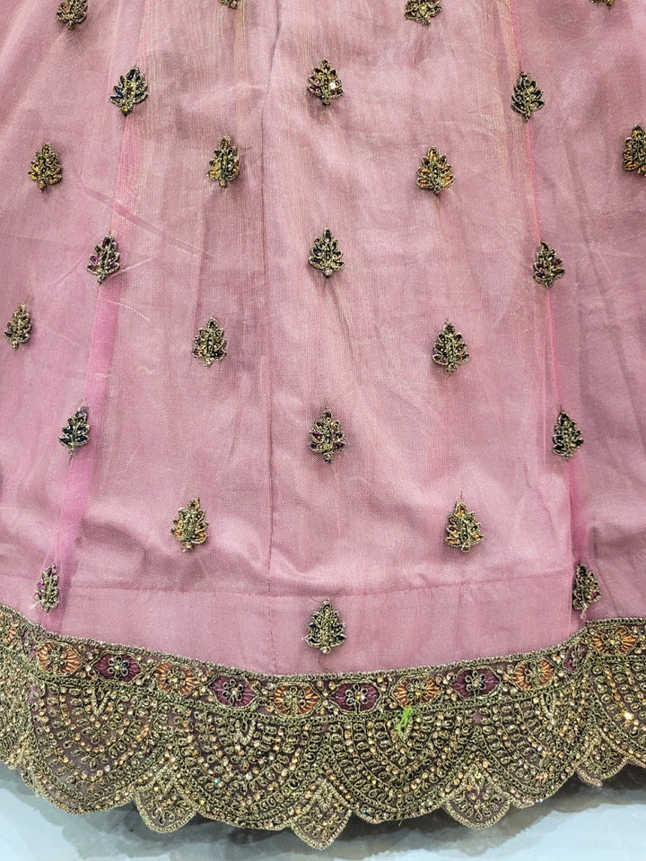 Rosewood Pink Embroidered Anarkali Gown with Heavy Zari Work & Dupatta