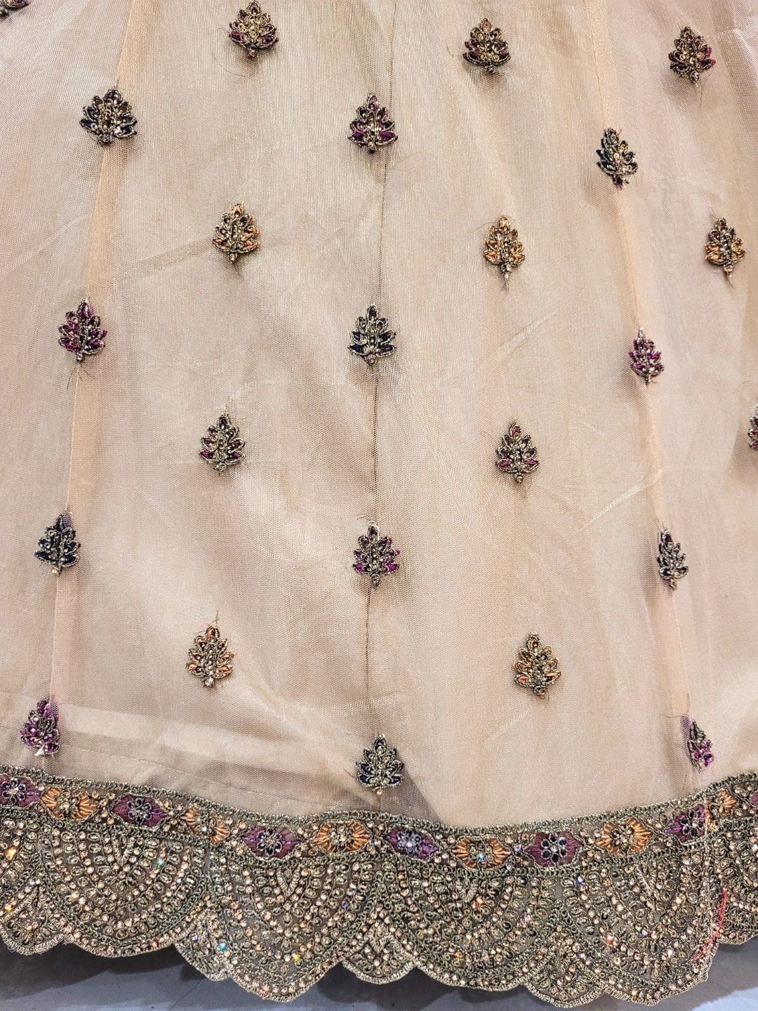 Antique Gold Zardozi Embroidered Long Jacket Gown with Intricate Detailing