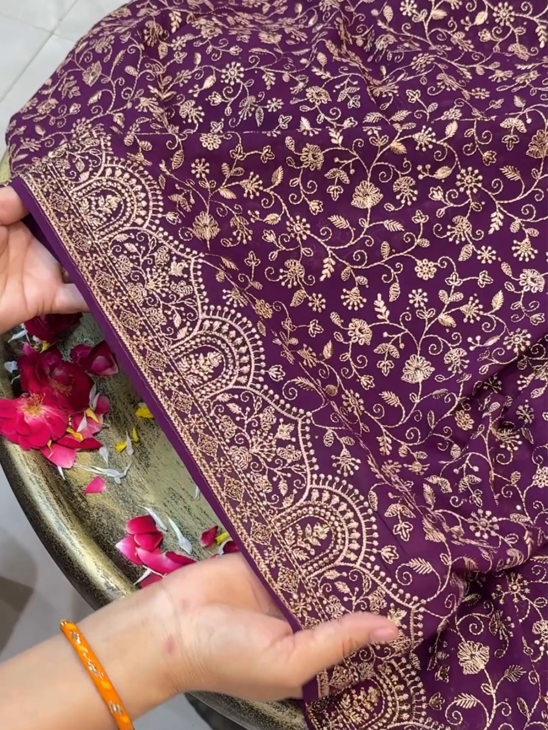 Satin Silk Heavy Zari Embroidered Floral Jaal Saree