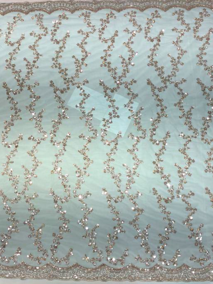Sequin Embroidered Net Saree with Unstitched Blouse Piece in Sky Blue