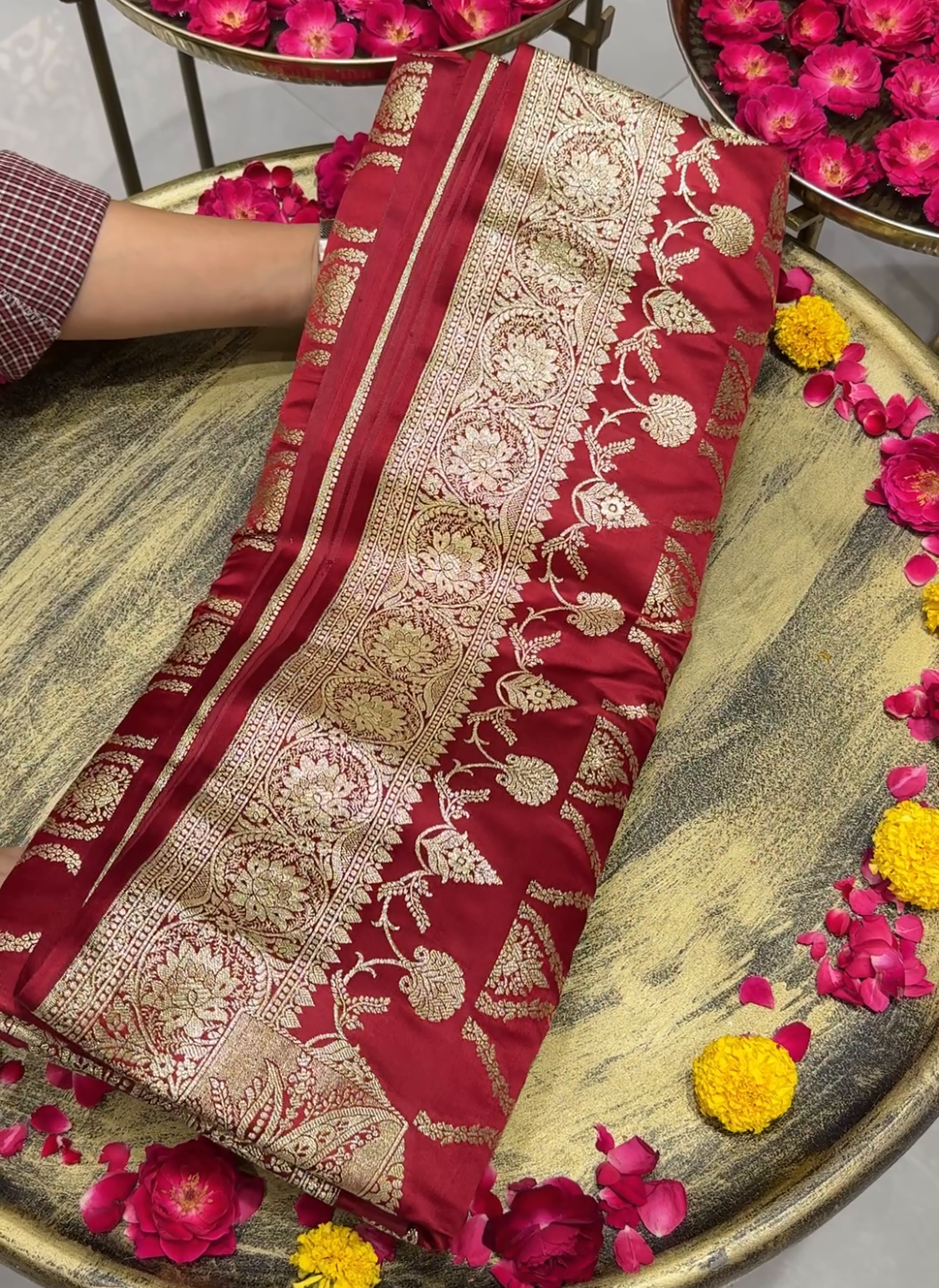 Banarasi Silk Heavy Zari Woven Floral & Paisley Jaal Saree
