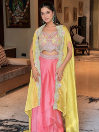Georgette Heavy Sequin & Stone Embroidered Crop Top with Dhoti