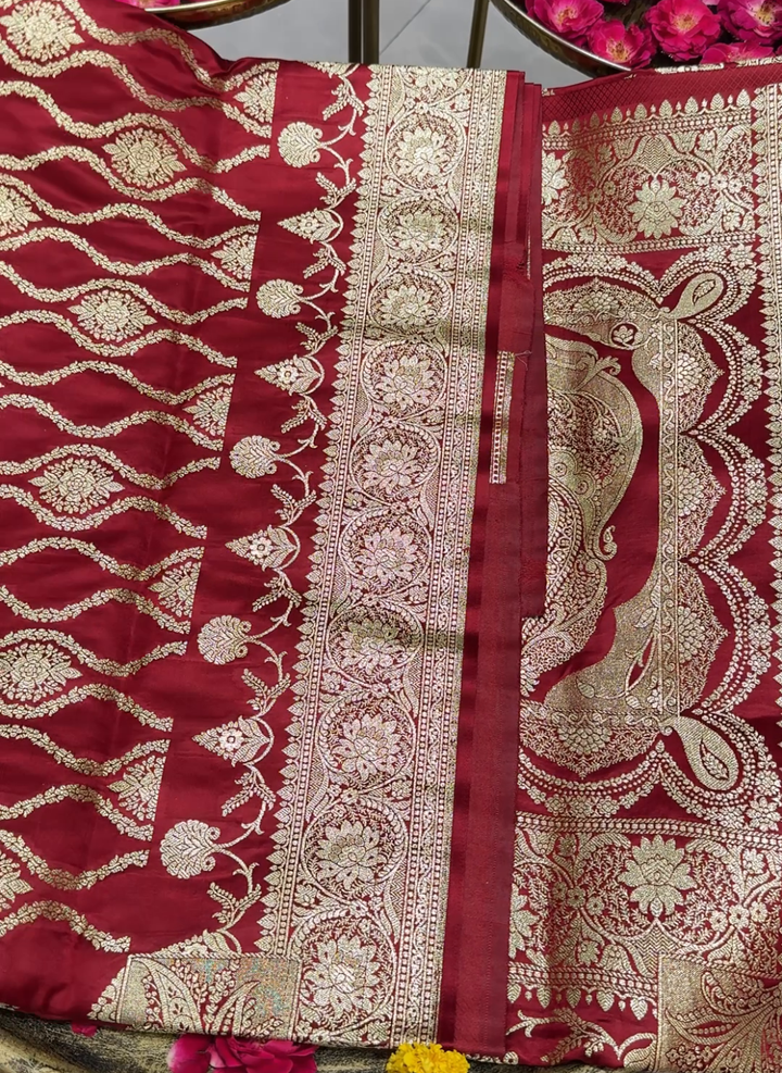 Banarasi Silk Heavy Zari Woven Floral & Paisley Jaal Saree