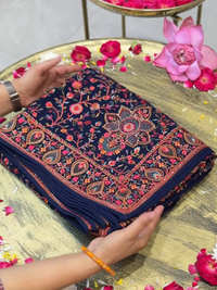 Georgette Heavy Multi-Thread & Sequin Embroidered Floral Jaal saree