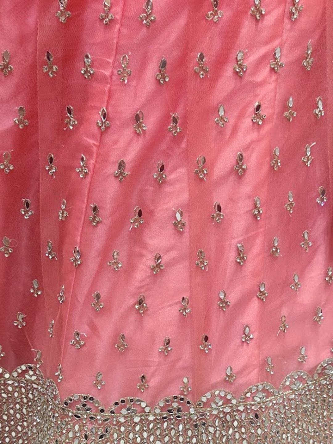 Peach Embellished Stone Work Cocktail Lehenga Choli