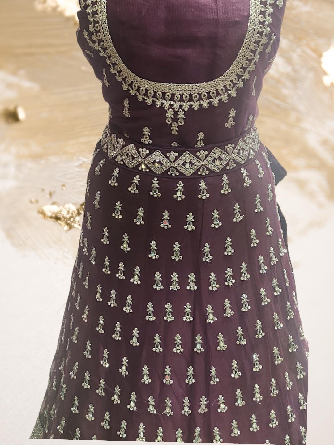 Purple Embroidered Bridal Lehenga Choli