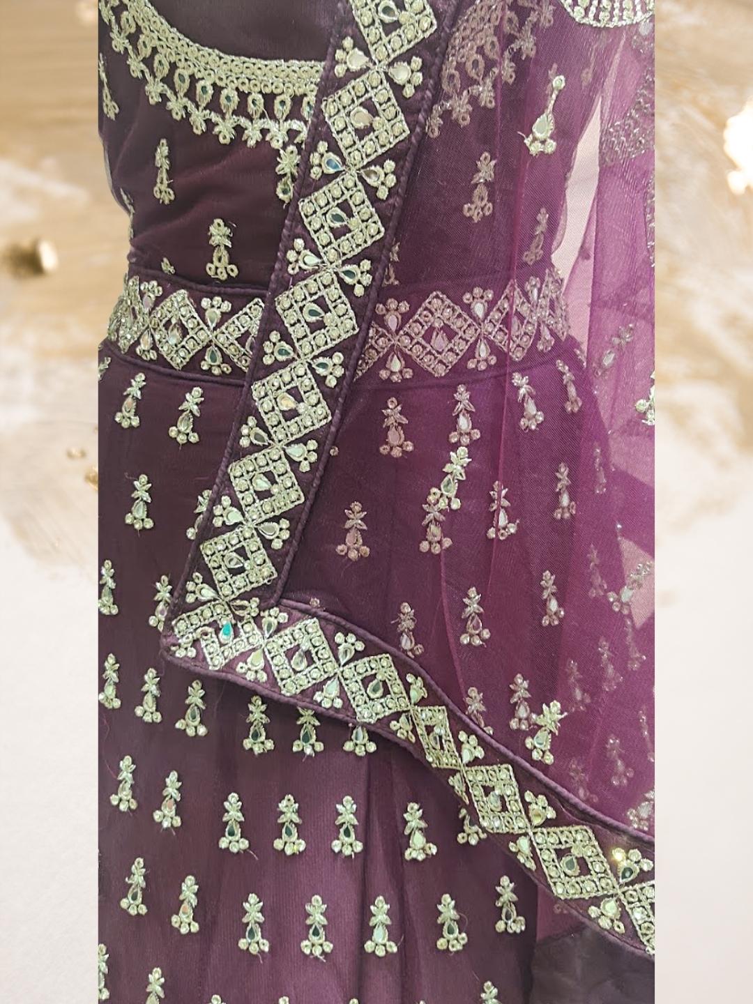 Purple Embroidered Bridal Lehenga Choli