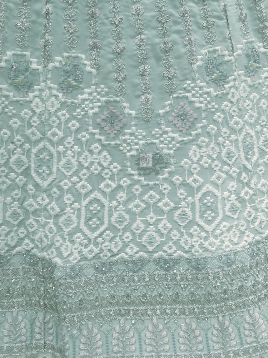 Sky Blue Embroidered Pastel Lehenga Choli
