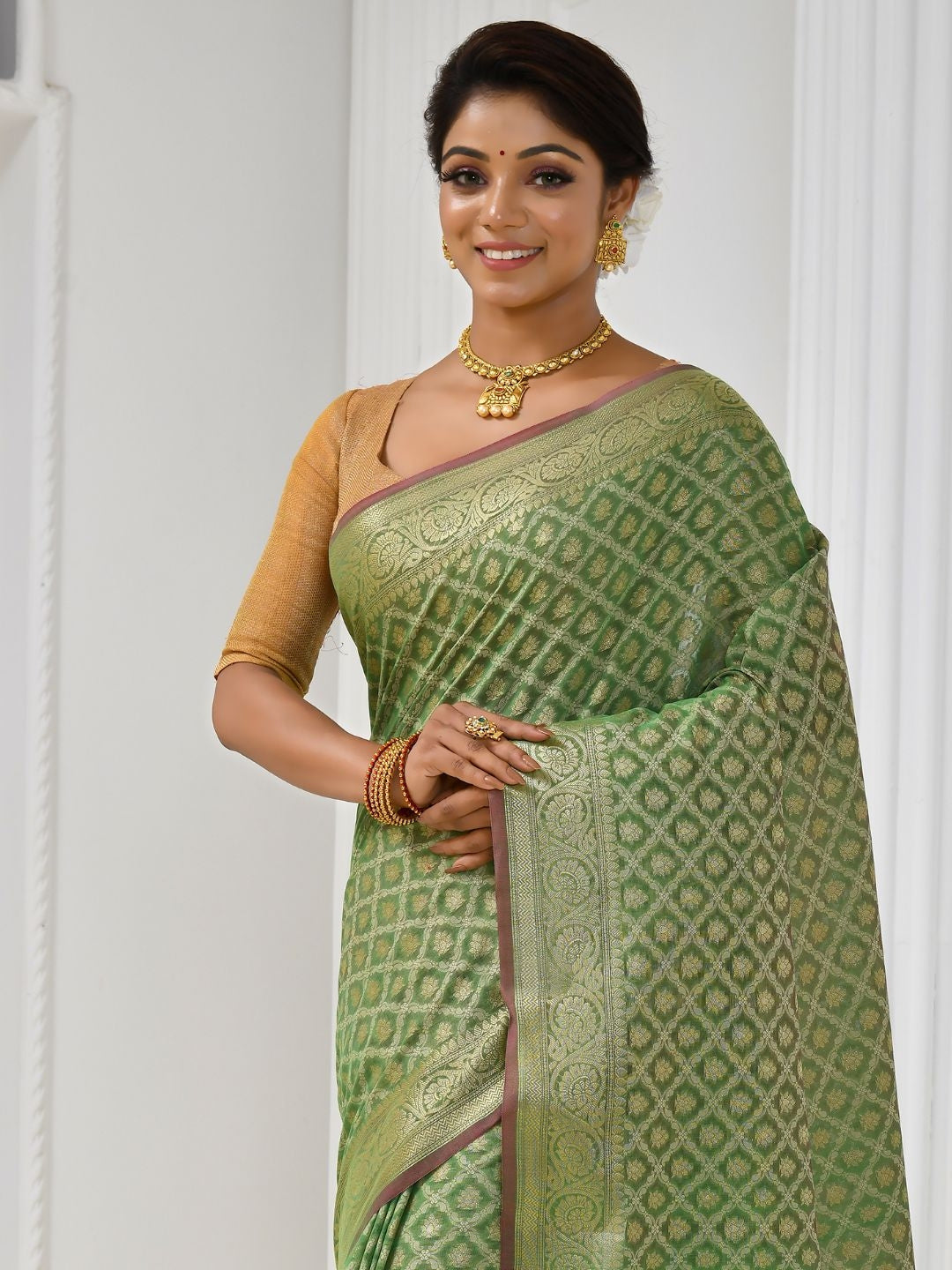 Green Banarasi Silk Traditional Saree