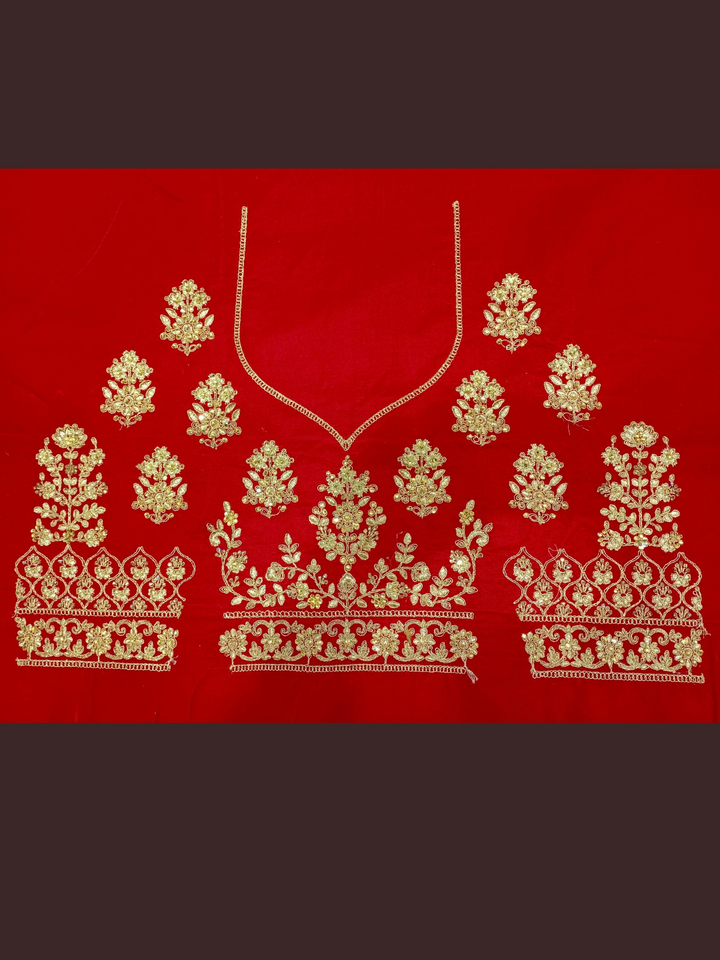Embellished Semi-stitched Bridal Lehenga with Gold Zari Embroidery