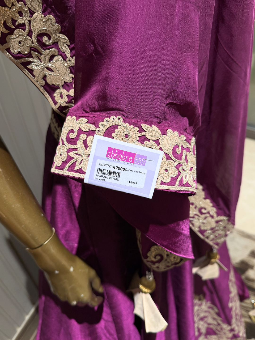 Raw Silk Zari & Thread Embroidered Lehenga Choli with Dupatta in Deep Purple