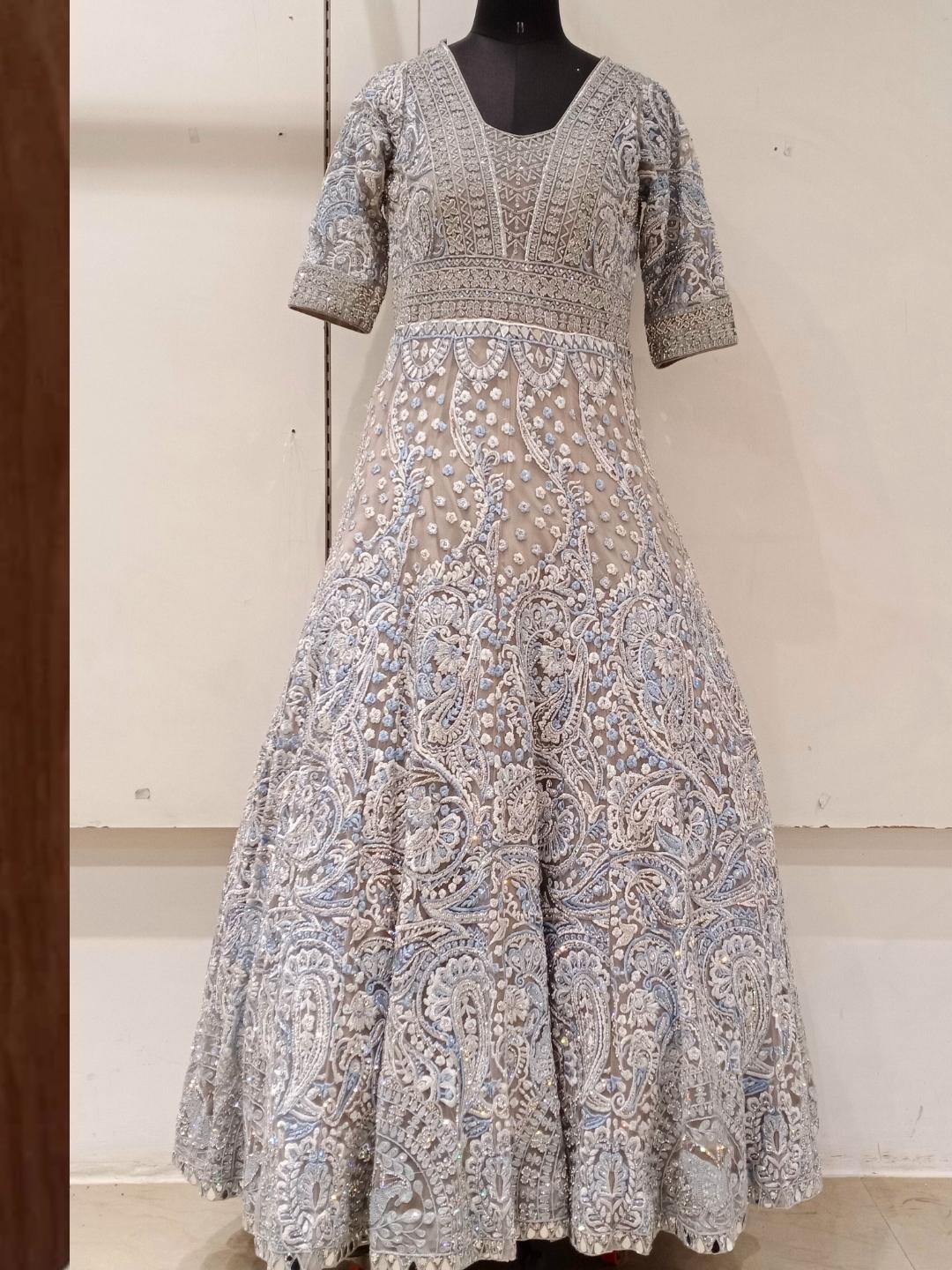 Resham Embroidered & Sequence, Stones Embellished Heavy Engagement Gow Chhabra 555 Resham Embroidered & Sequence, Stones Embellished Heavy Engagement Gow Chhabra 555