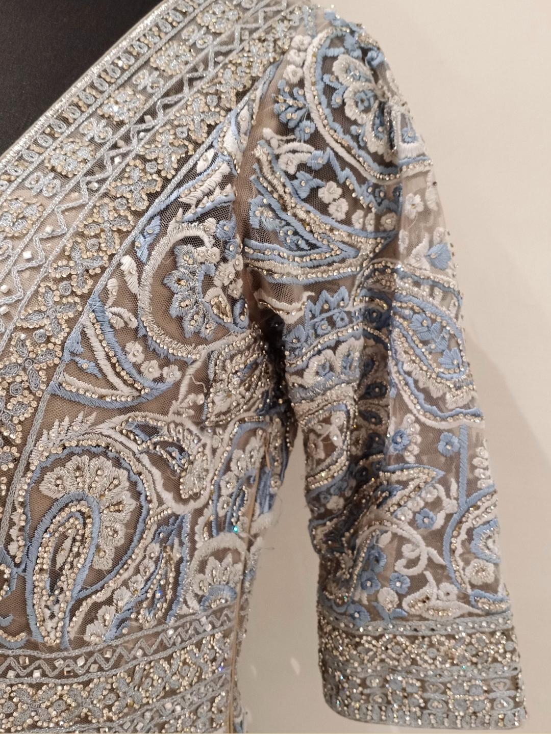 Resham Embroidered & Sequence, Stones Embellished Heavy Engagement Gown Dress