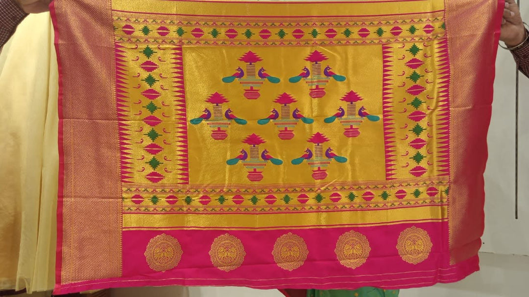 Chhabra 555 Teal Green Silk Blend Saree With Zari Woven Border & Pallu