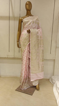 Chhabra 555 Baby Pink Pastel Zari Embellished Heavy Kanjeewaram Saree