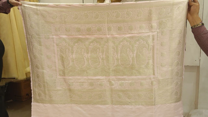 Chhabra 555 Baby Pink Pastel Zari Embellished Heavy Kanjeewaram Saree