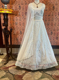 Ivory Elegance Crystal Beadwork Lehenga