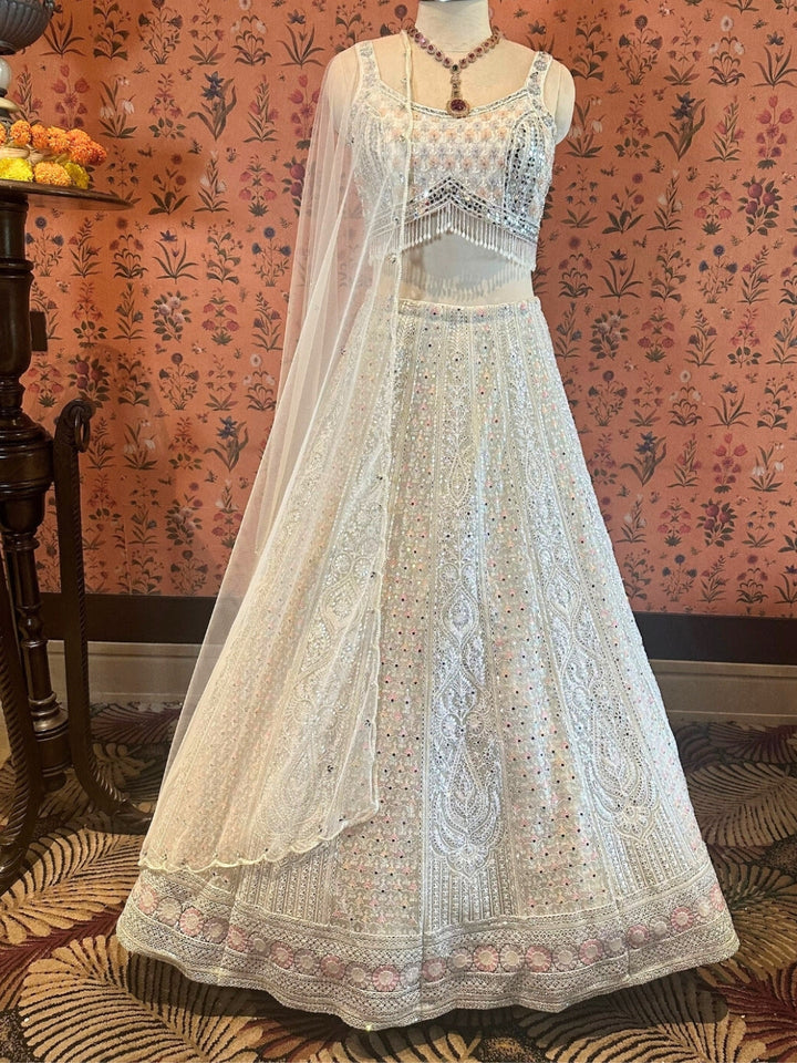 Ivory Elegance Crystal Beadwork Lehenga