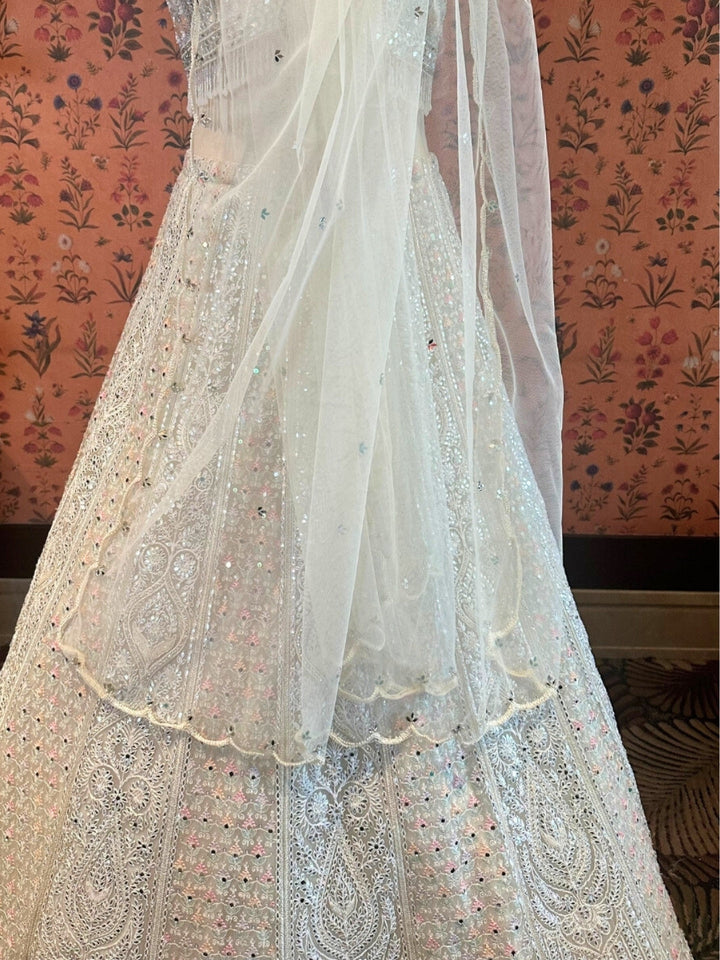 Ivory Elegance Crystal Beadwork Lehenga