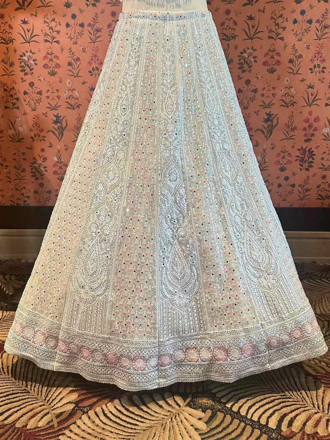 Ivory Elegance Crystal Beadwork Lehenga