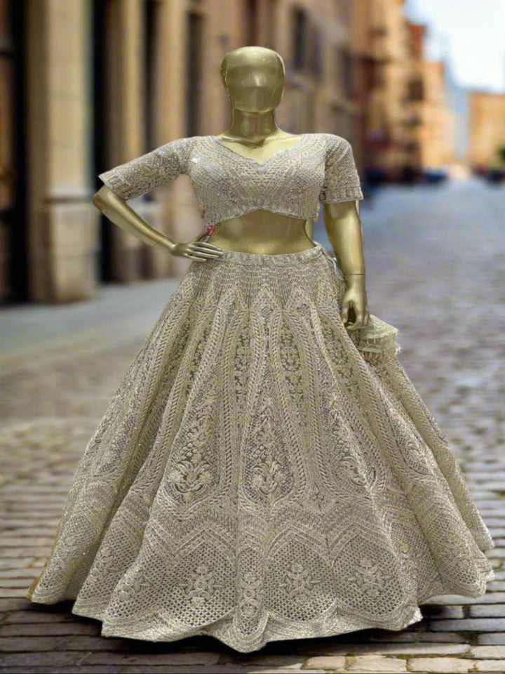 Sage Green Embroidered Readymade Lehenga