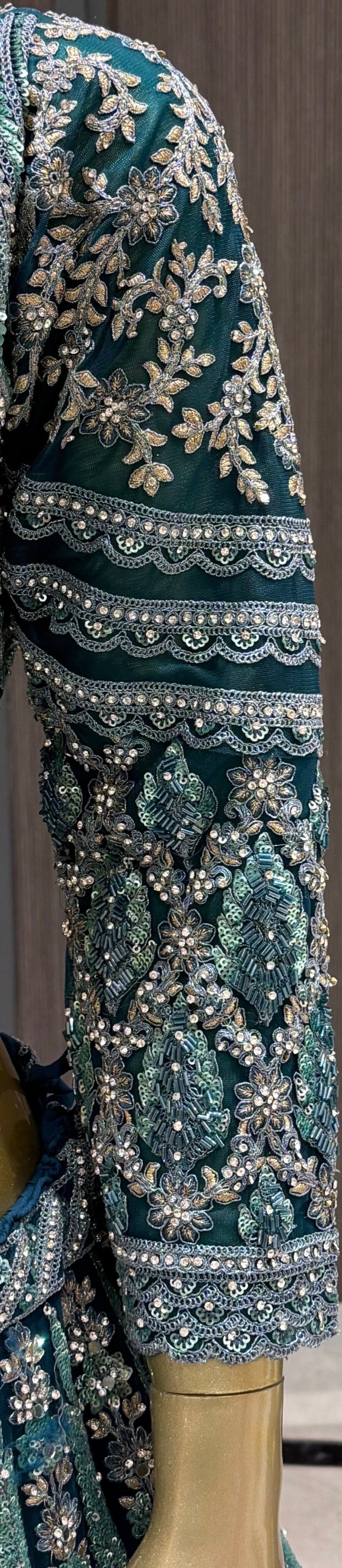 Exquisite Teal Blue Embroidered Lehenga