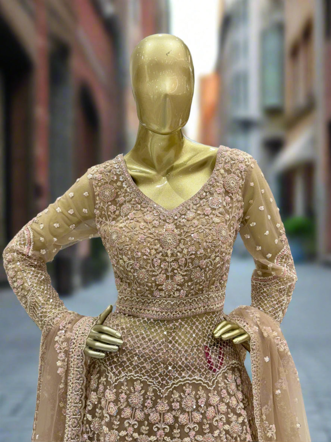 Champagne Gold Embellished Readymade Lehenga