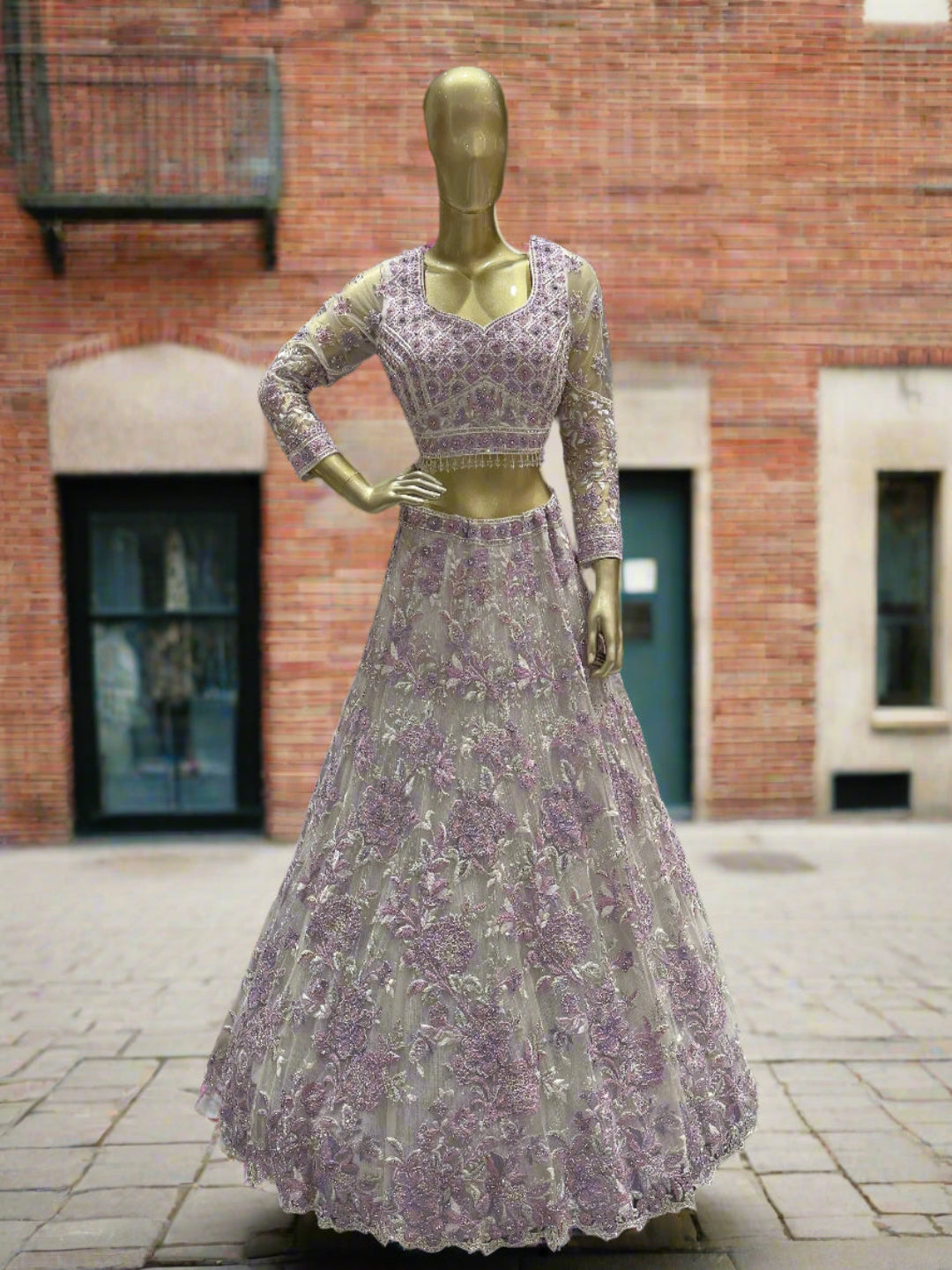 Lavender Embroidered Readymade Lehenga