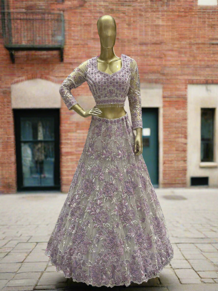 Lavender Embroidered Readymade Lehenga