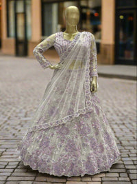 Lavender Embroidered Readymade Lehenga