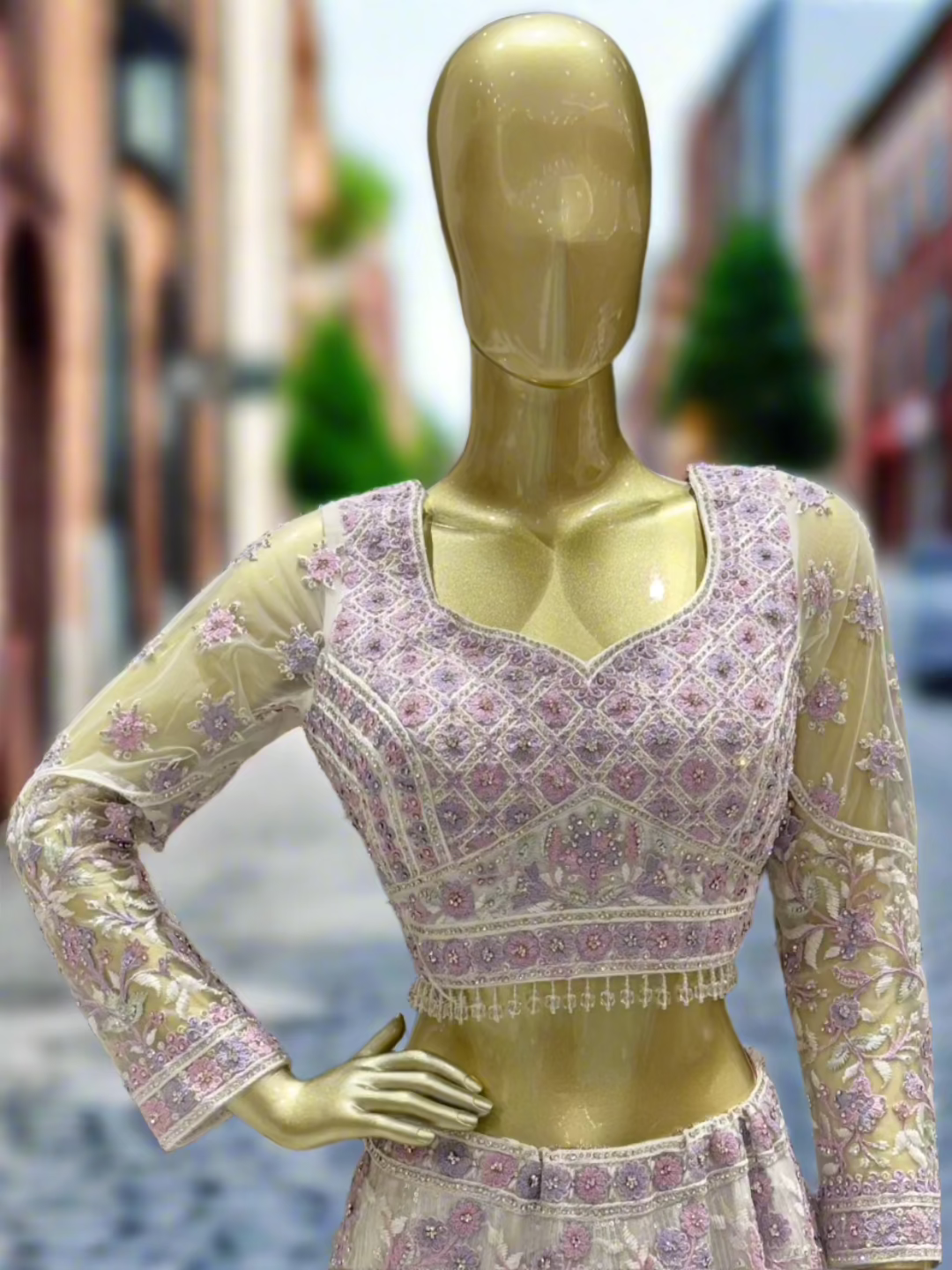 Lavender Embroidered Readymade Lehenga