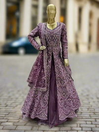 Lavender Embroidered Readymade Lehenga