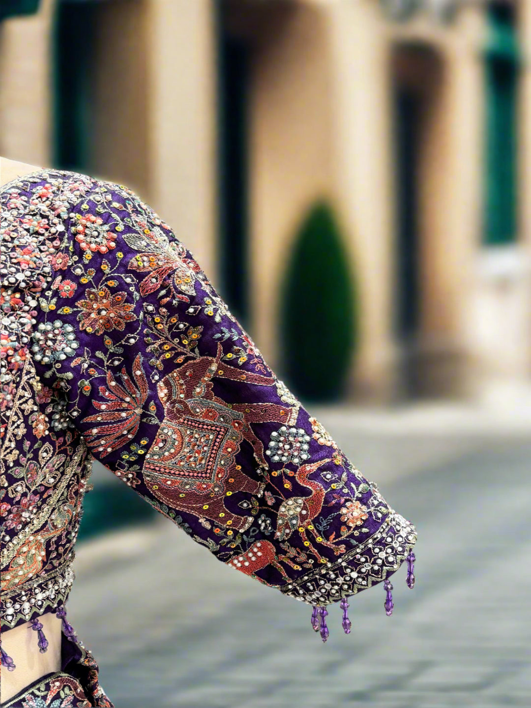 Regal Purple Multi Chinon Lehenga