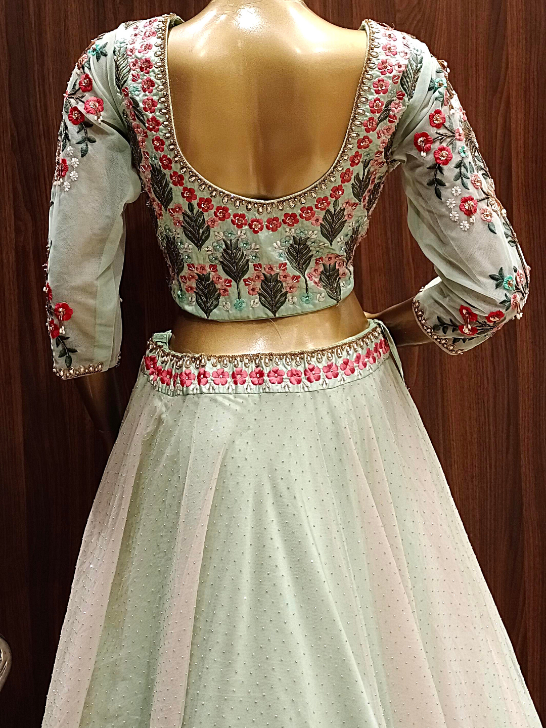 Pastel Ombre Net Flared Lehenga Set with Floral  Resham Embroidery