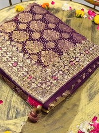 Banarasi Handloom Floral Motif  Zari Weaving & Embroidery Traditional Saree