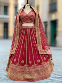 Maroon and Gold Readymade Lehenga Set