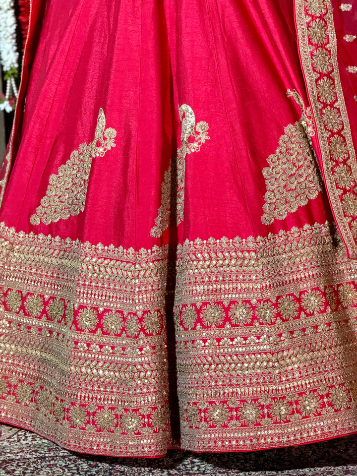 Silk Heavy Zari & Sequin Embroidered Floral Lehenga Choli with Net Dupatta