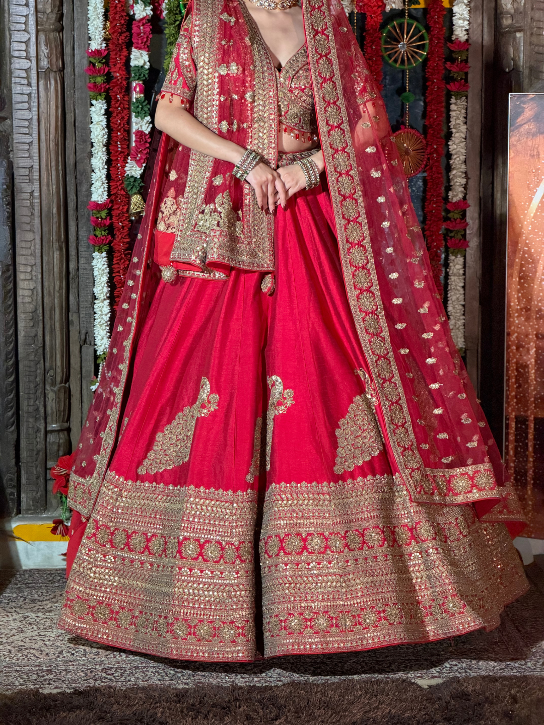 Silk Heavy Zari & Sequin Embroidered Floral Lehenga Choli with Net Dupatta
