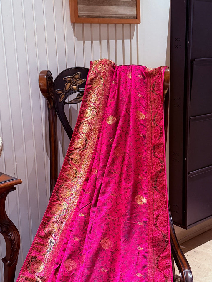Banarasi Art Silk Saree with Gold Zari Paisleys & Antique Broad Border