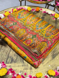 Banarasi Handloom Beads & Stones Embellished with Meenakari Weaving traditional saree