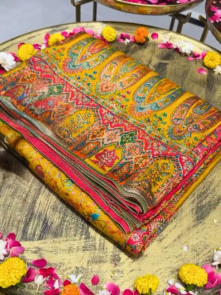 Banarasi Handloom Beads & Stones Embellished with Meenakari Weaving traditional saree
