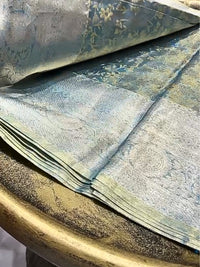 Iridescent Blue-Green Banarasi Silk Saree with Intricate Zari Weaving and Floral Brocade Pallu