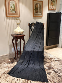 Black Georgette Party Saree with All-Over Zigzag Sequin Work & Subtle Sequin Border